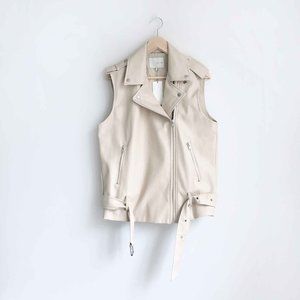 Oak + Fort oversized pleather moto vest - Medium